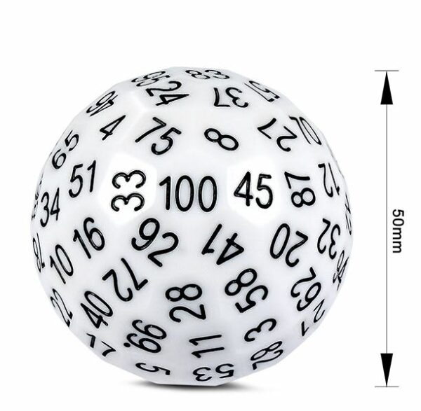 Dice Habit: 50mm Opaque D100 - White with Black Numbers