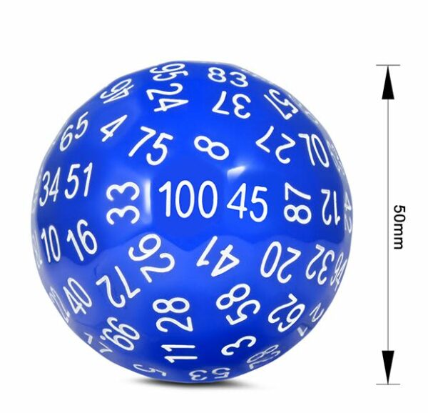 Dice Habit: 50mm Opaque D100 - Blue with White Numbers