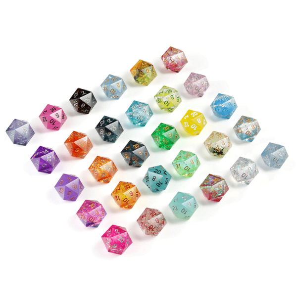 Dice Habit: 16mm Transclucent D20 - Sharp Edged, Varied