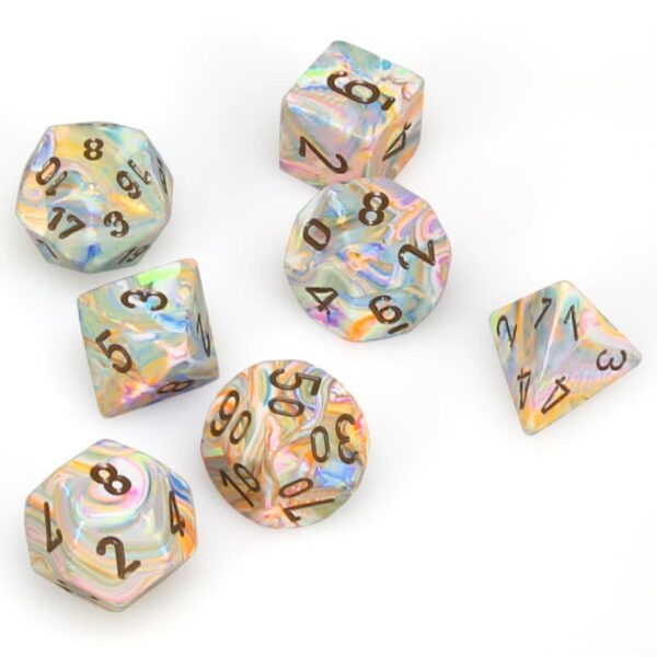 Chessex: 16mm Festive Poly Dice Set (7) - Vibrant with Brown Numbers - Image 2