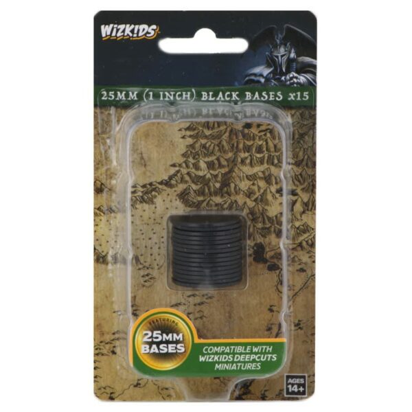 Wizkids: Black Plastic Bases (15) - 25mm Round