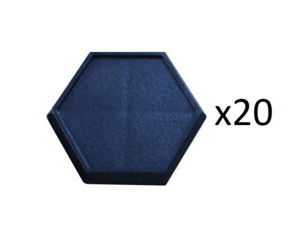 Reaper Base Boss: Black Plastic Bases (20) - 1'' Hex