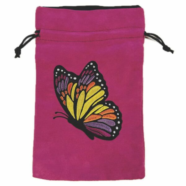 Black Oak: Dice Bag (5.5" x 8.5") - Painted Lady Butterfly, Purple with Black Lining