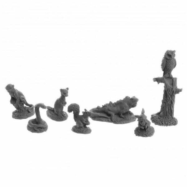 Bones Dungeon Dwellers: Familiars Set #2 (Monkey, Cobra, Ferret, Squirrel, Iguana, Rabbit, Owl)